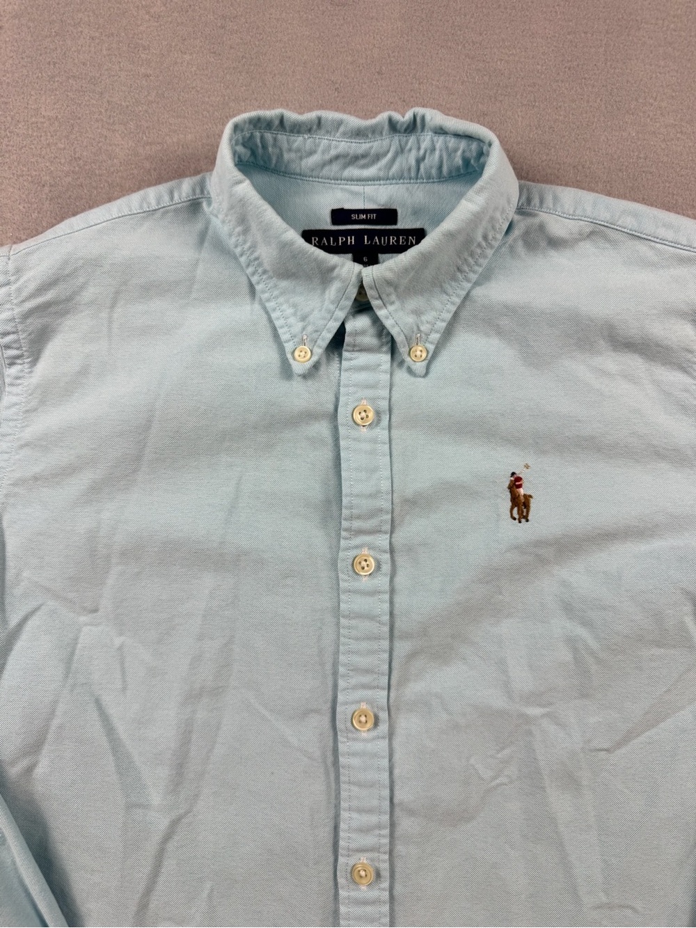 Polo Oxford Light Blue Button Down Shirt Slim Fit Women Size 6 - Picture 3 of 10